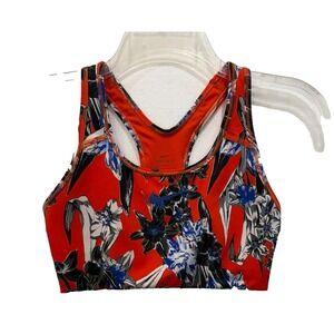Nike Dri Fit Swoosh Hyper Femme Orange Floral Racerback Sports Bra Sz Small